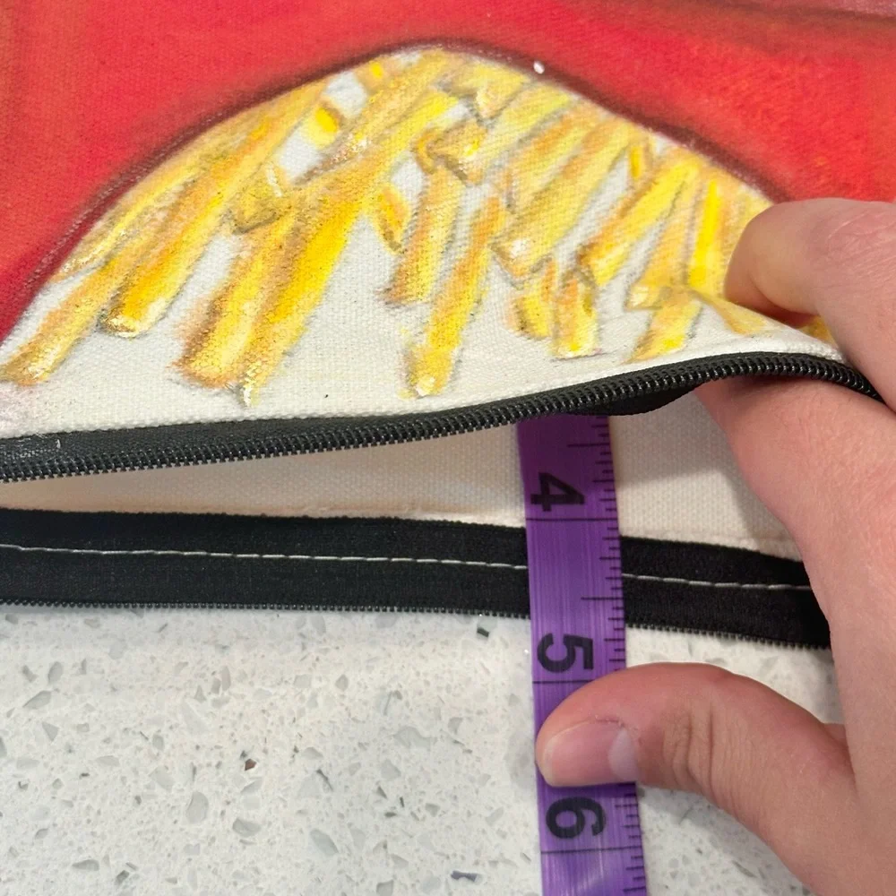 French Fry Pencil Case Beauty/Stationary Bag Handmade Acrylic Paints 7 1/2”L x 5